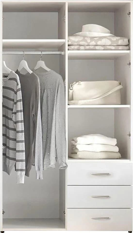 Schlafkontor Harry Drehtürenschrank Weiß mit 3 Schubladen - Bild 4