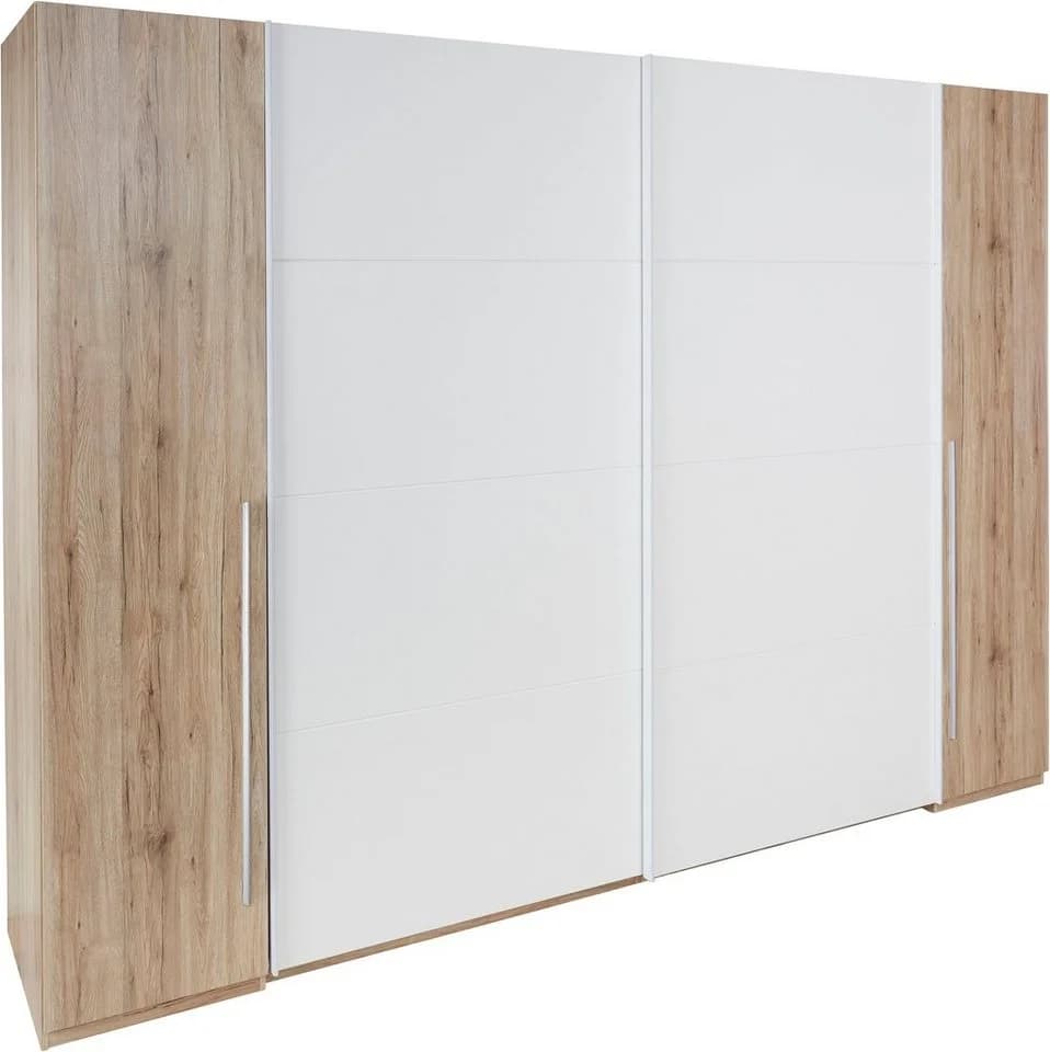 Schlafkontor Kleiderschrank Weiß Eiche San Remo Dreh- und Schwebetüren - Bild 2