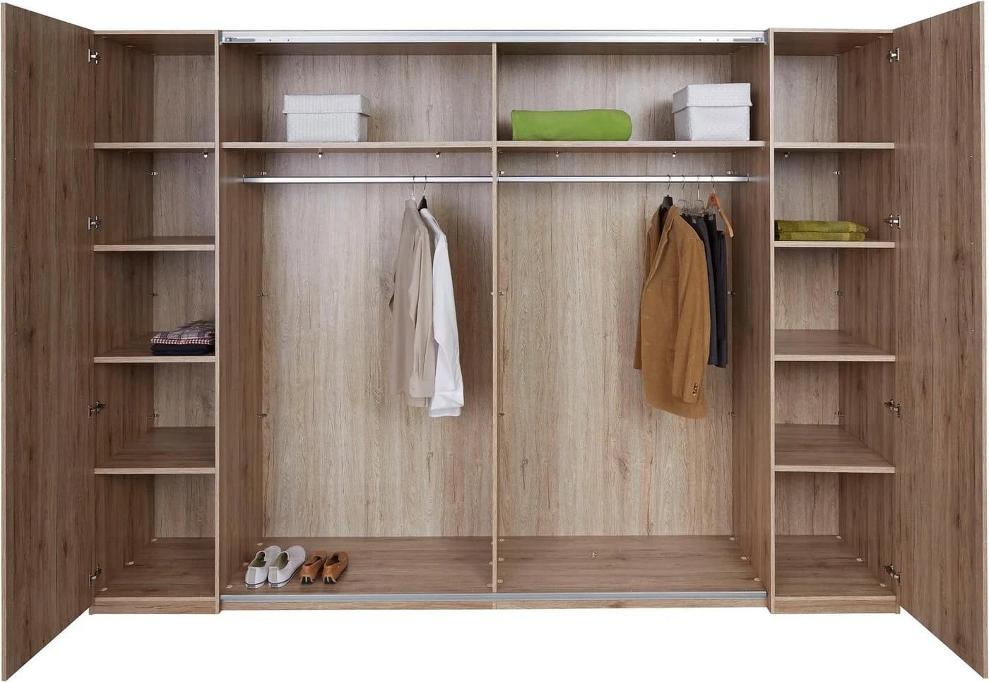 Schlafkontor Kleiderschrank Weiß Eiche San Remo Dreh- und Schwebetüren - Bild 4