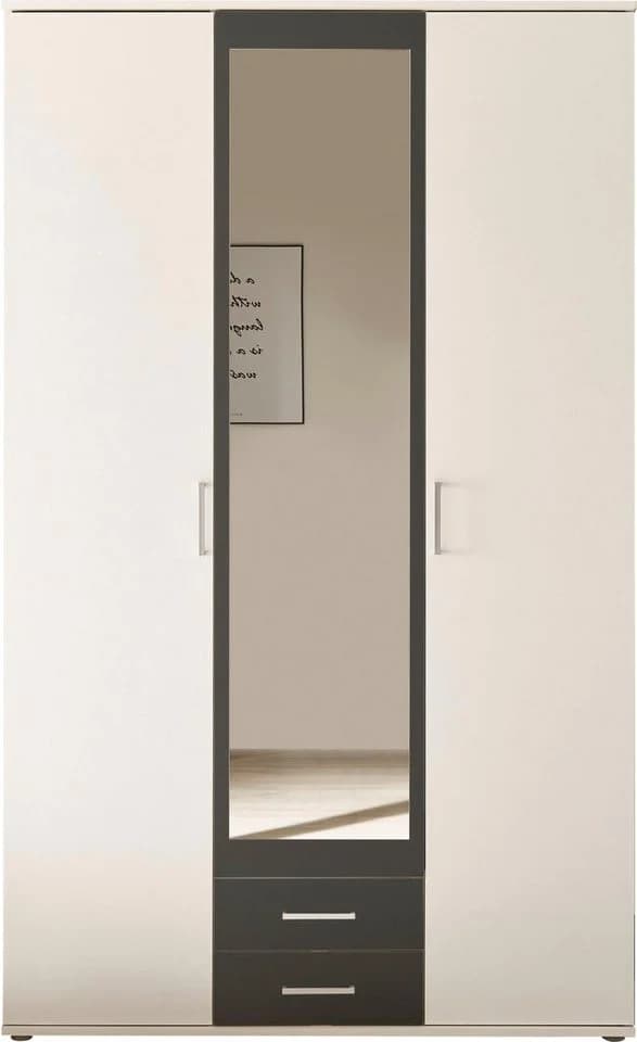 Schlafkontor Kleiderschrank Hanau Weiß Graphit 3-Türig - Bild 2
