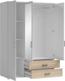 SCHLAFKONTOR Ivar Kleiderschrank mit Spiegeltüren Weiß/Eiche Sonoma Bild 4