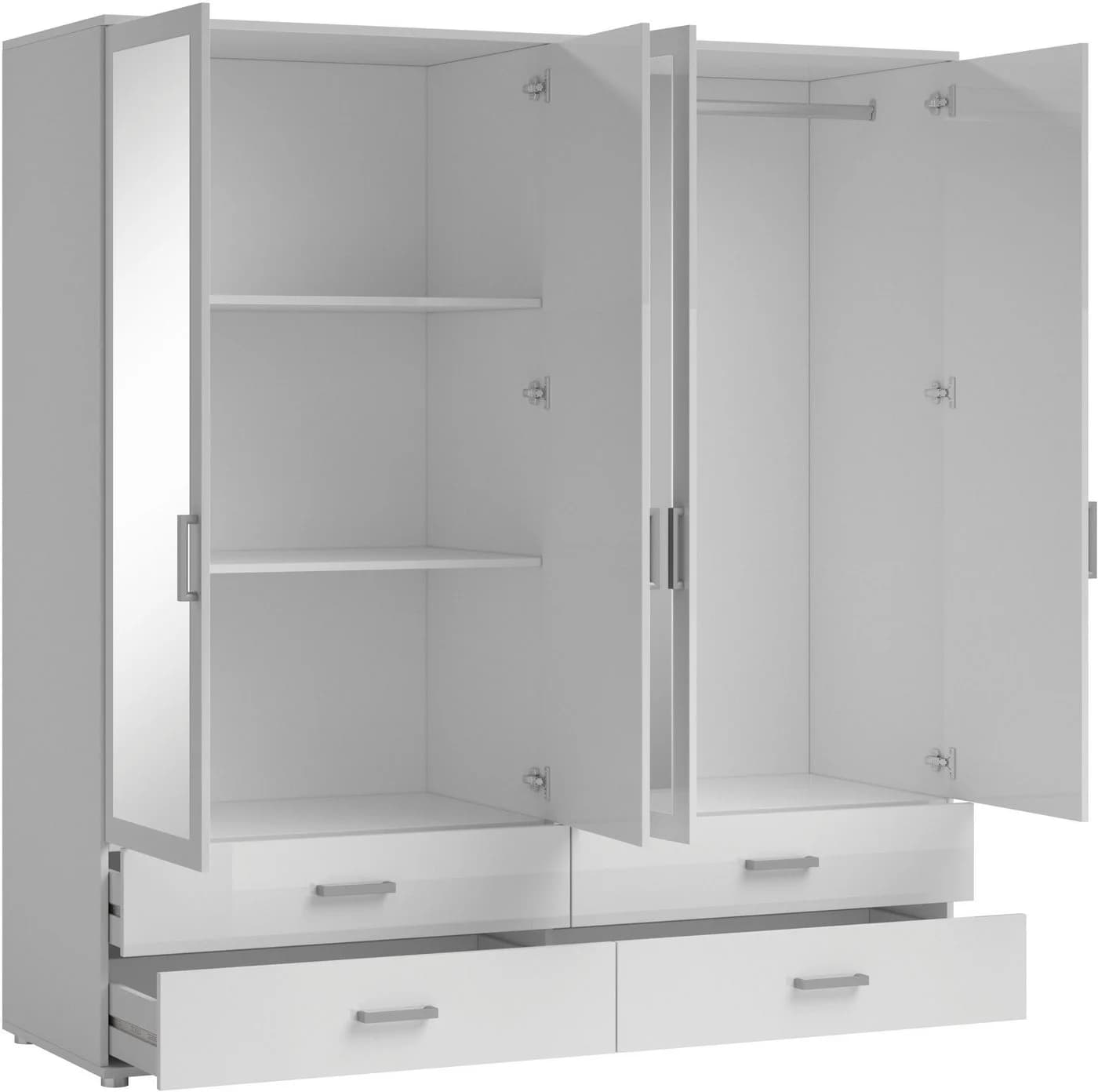 Schlafkontor Ivar Kleiderschrank mit Spiegel Weiß - Bild 4