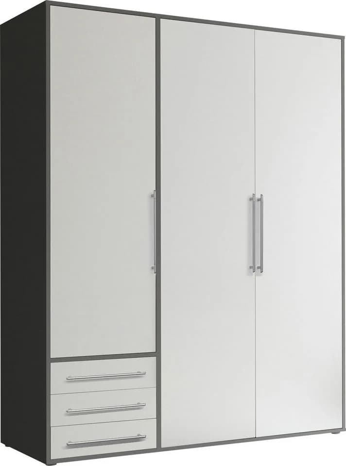 Schlafkontor Lyss Drehtürenschrank Grau Weiß 155cm