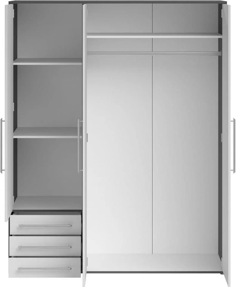 Schlafkontor Lyss Drehtürenschrank Grau Weiß 155cm - Bild 4