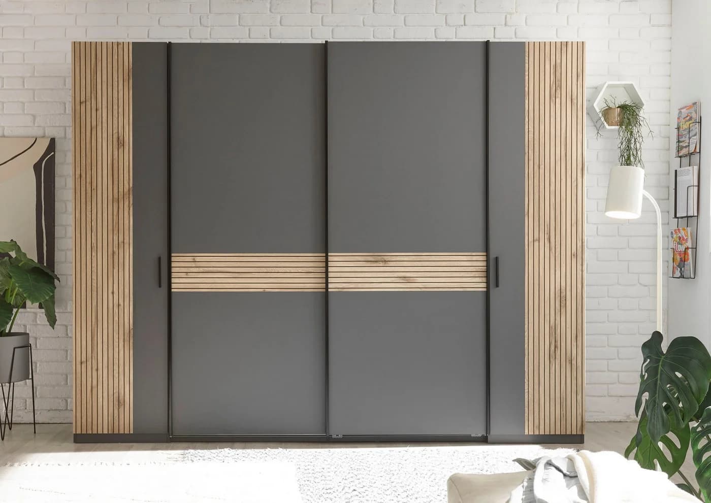 Schlafkontor Daria Kleiderschrank 4-tlg. Graphit/Viking Oak - Bild 2