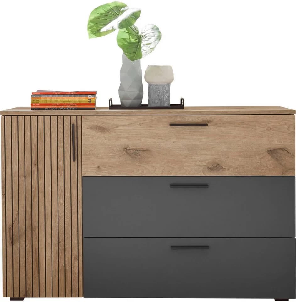 Schlafkontor Kombikommode Daria 3 Schubladen Rillenoptik Beige Grau - Bild 5