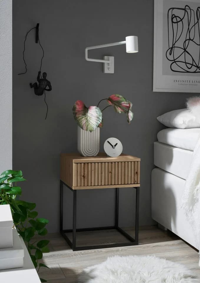 Schlafkontor Marle Nachtkommode mit Schubkasten und Metallgestell