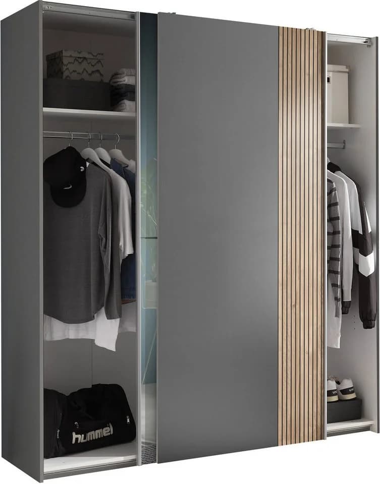 Schlafkontor Schwebetürenschrank Berno Grau Spiegel - Bild 4