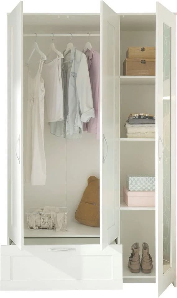 Schlafkontor Lepini Drehtürenschrank Weiß mit Spiegel - Bild 5