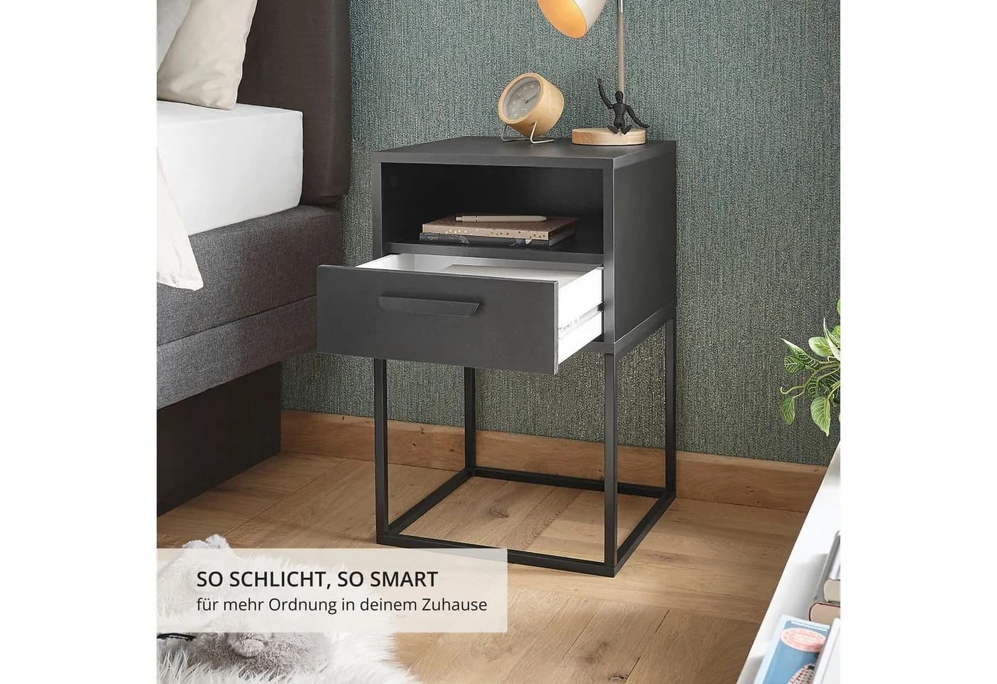 Schlafkontor Nachtkommode Cudro Graphit - Bild 3