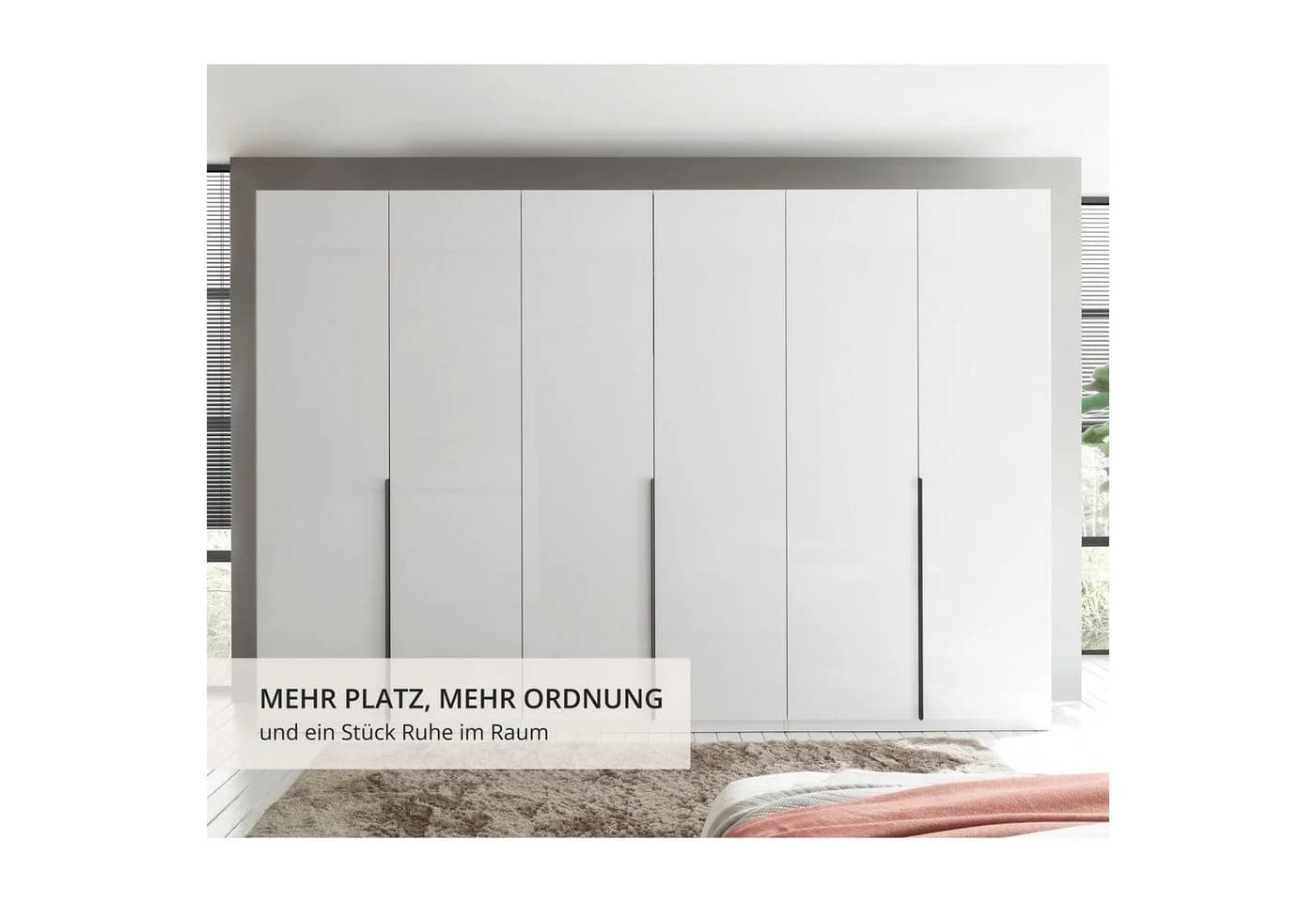 Schlafkontor Drehtürenschrank Camoleo 300cm Hochglanz Weiß Soft-Close - Bild 3