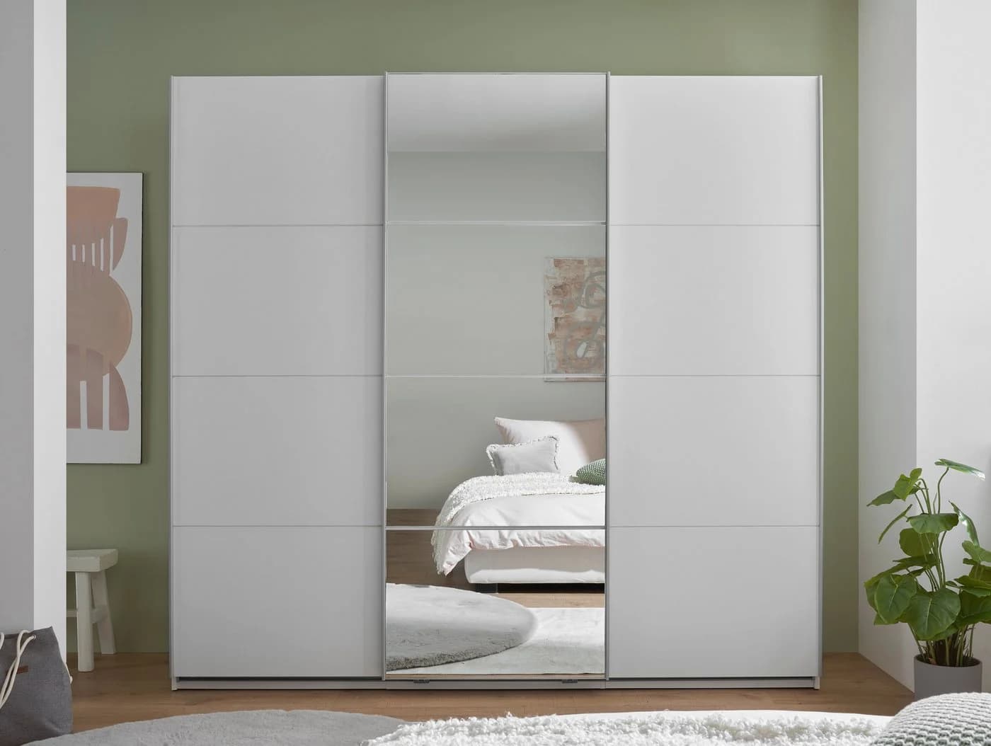Schlafkontor Schwebetürenschrank Carano Weiß Spiegel