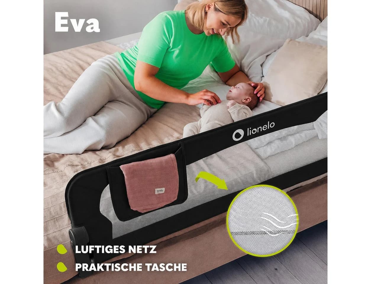 Lionelo Bettschutzgitter Eva Schwarz mit Sicherheitsgurten - Bild 5