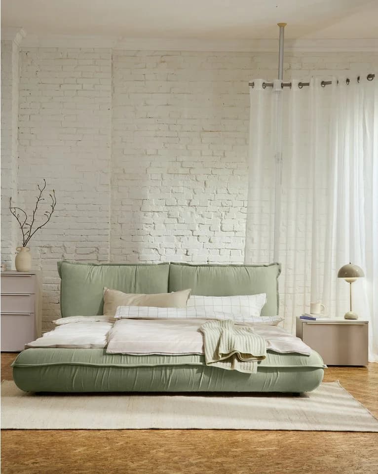 TOM TAILOR HOME Polsterbett PILLOW BED Grün Kissenoptik abnehmbarer Bezug