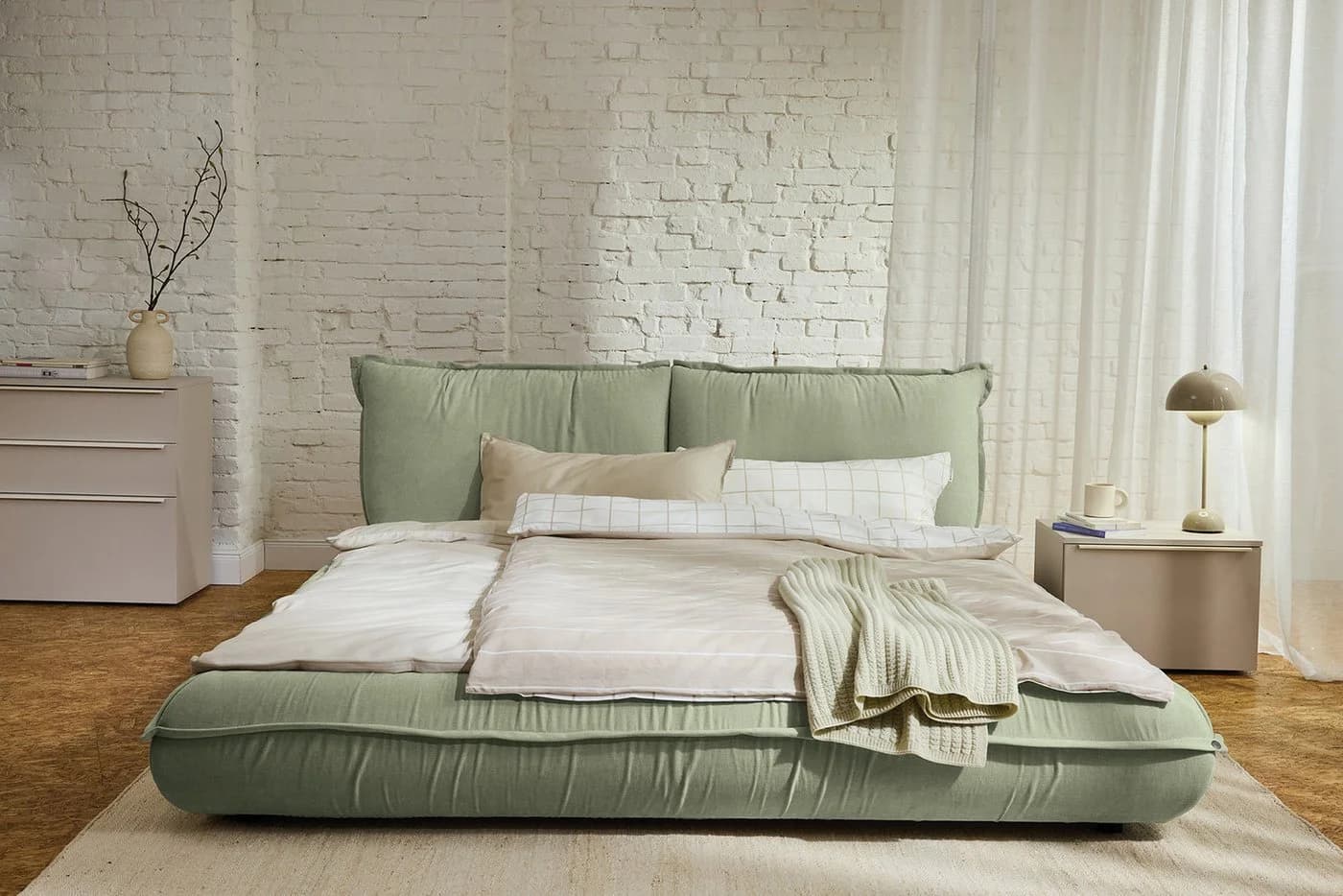 TOM TAILOR HOME Polsterbett PILLOW BED Grün Kissenoptik abnehmbarer Bezug - Bild 2