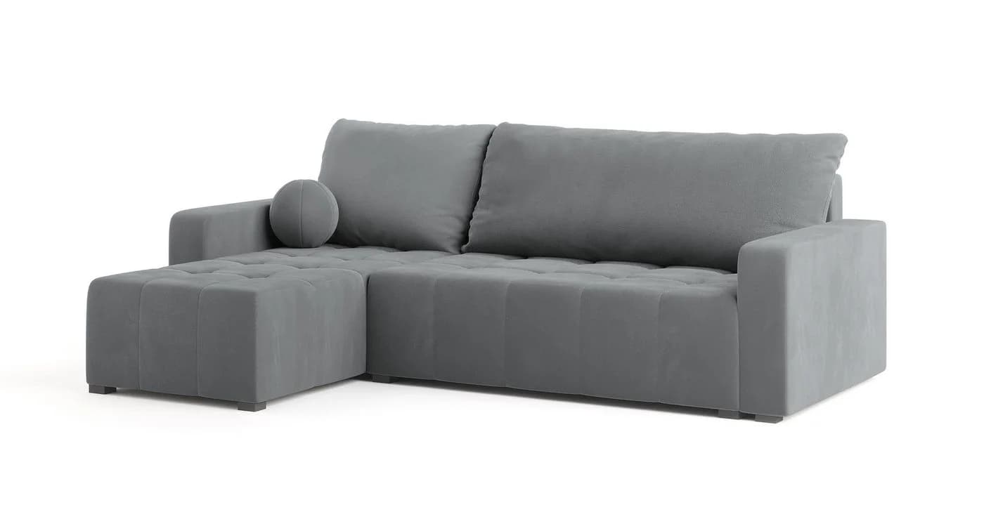 Masseno Ecksofa VOLIRA L-Form Grau mit Schlaffunktion & Bettkasten
