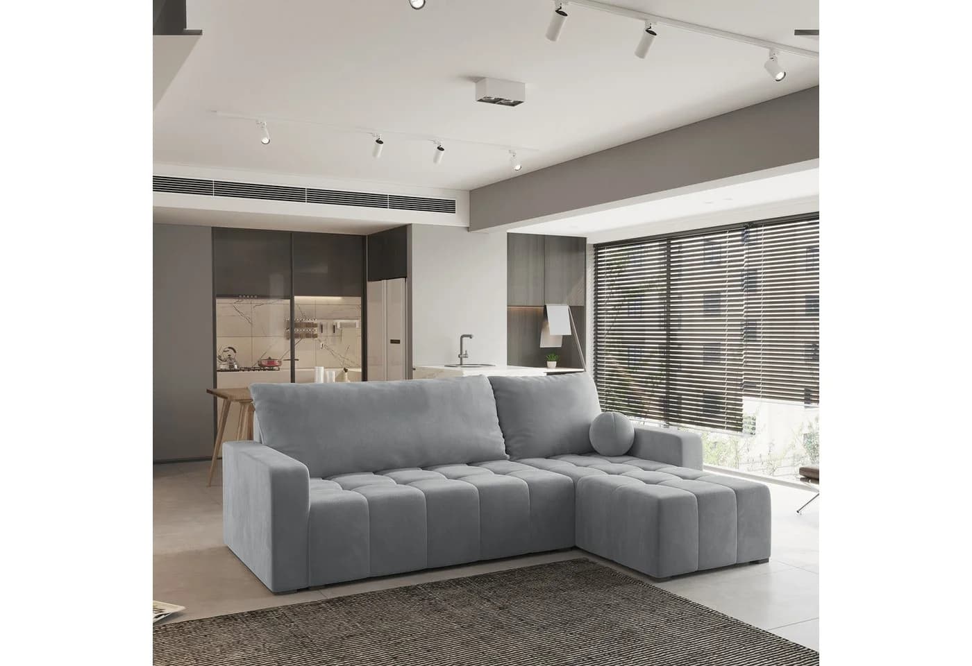 Masseno Ecksofa VOLIRA L-Form Grau mit Schlaffunktion & Bettkasten - Bild 2