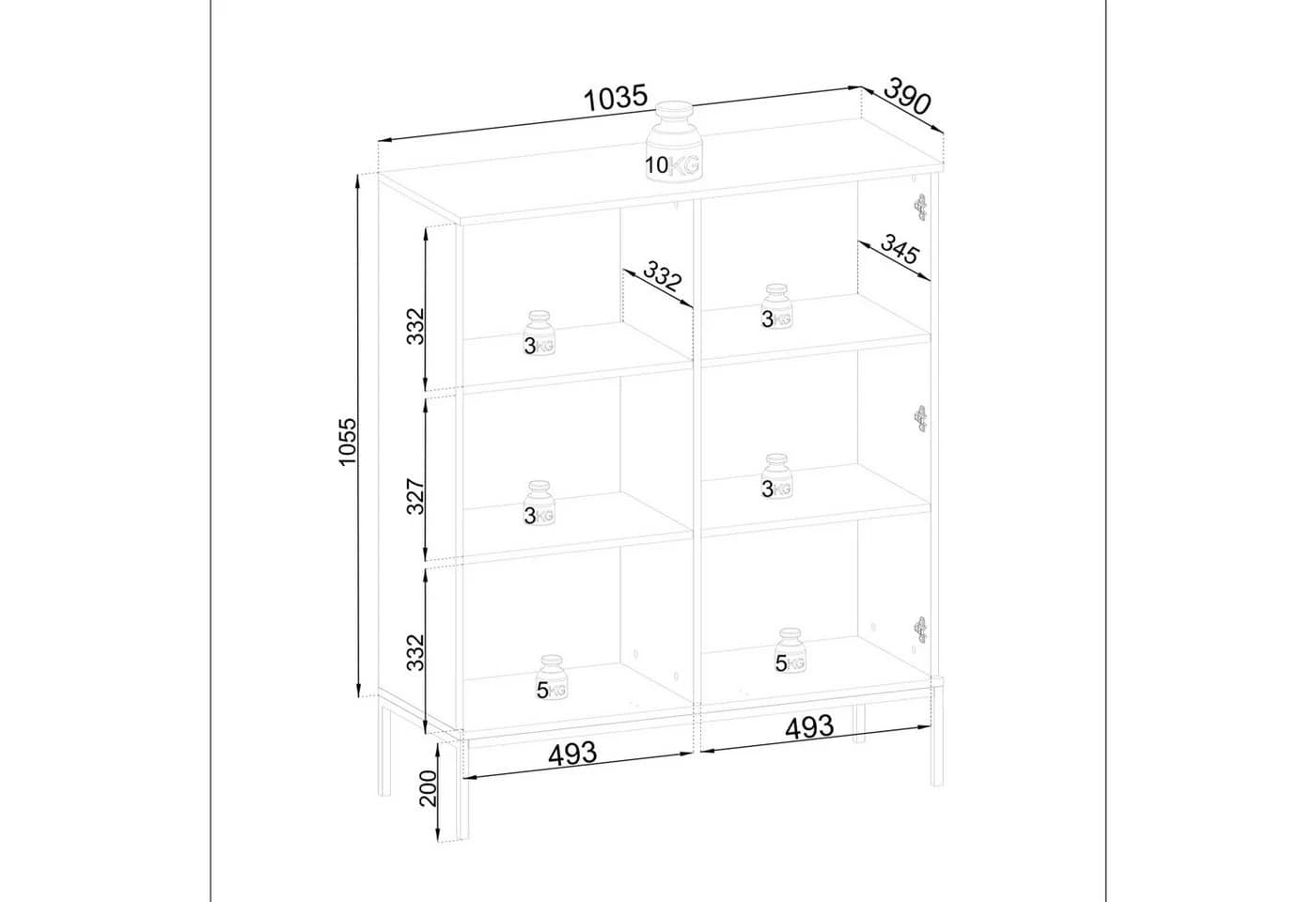 Masseno Glasvitrine SENTIERO Gelb 2-türig - Bild 3