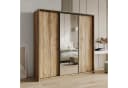 Masseno Schwebetürenschrank TAVI mit Spiegel und Schubladen Eiche Wotan Bild 1