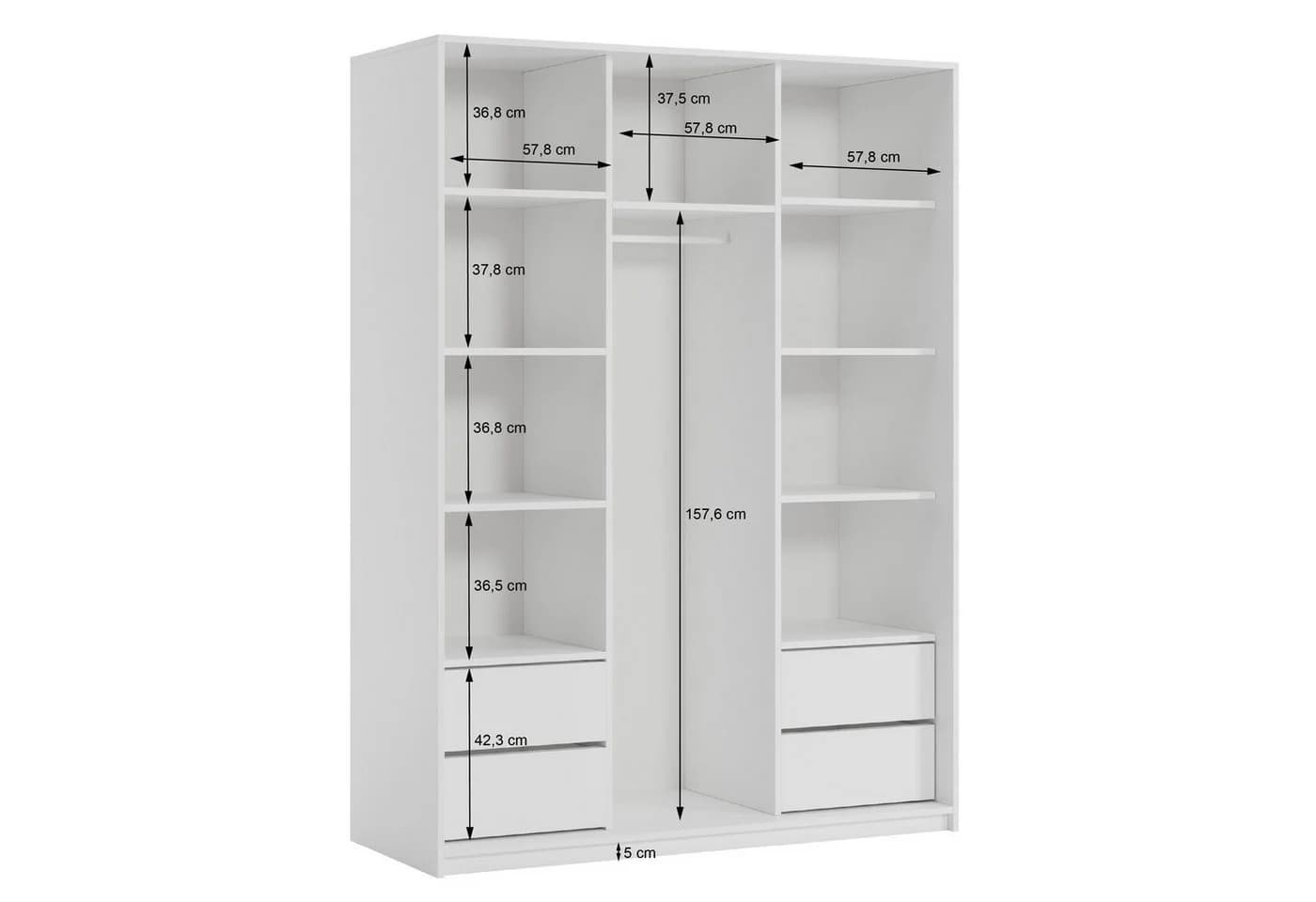 Masseno Schwebetürenschrank TAVI mit Spiegel und Schubladen Eiche Wotan - Bild 4