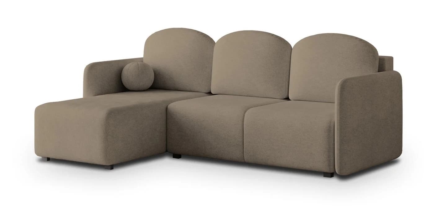 Masseno Ecksofa SUVINO L-Form Braun mit Schlaffunktion & Bettkasten