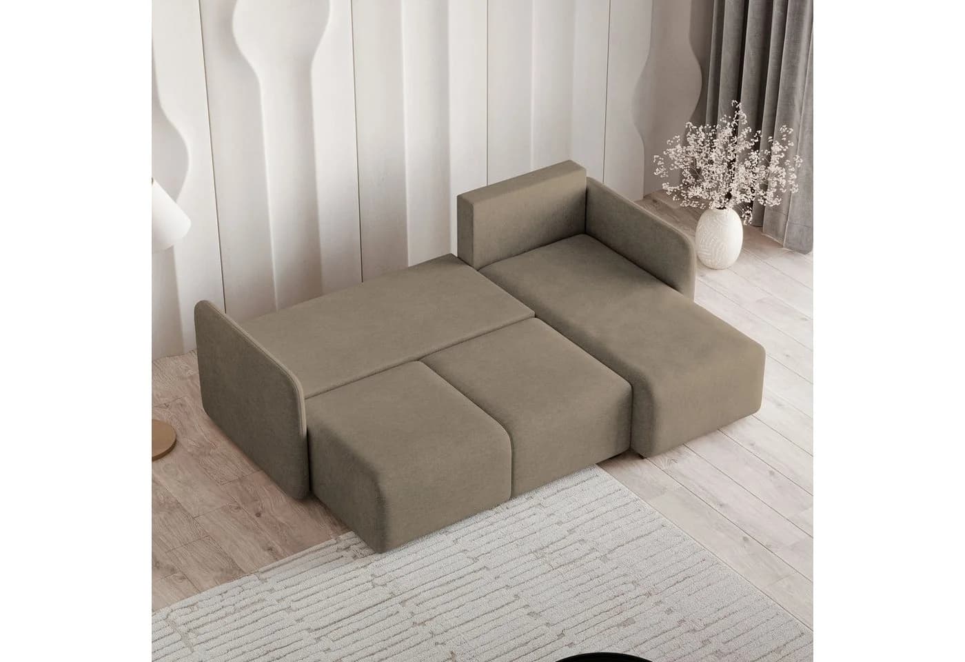 Masseno Ecksofa SUVINO L-Form Braun mit Schlaffunktion & Bettkasten - Bild 4
