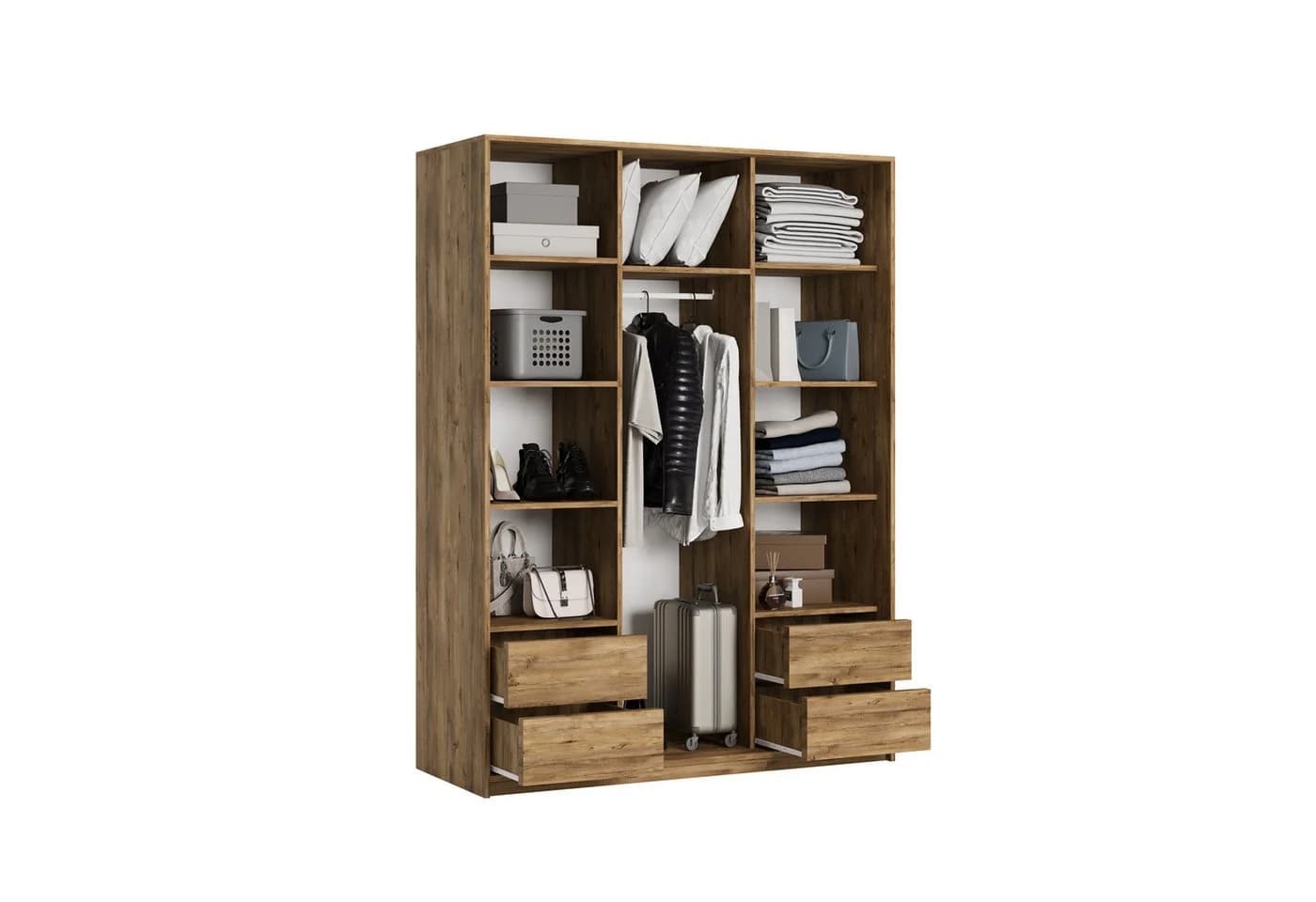 Masseno Schwebetürenschrank ORRA mit Spiegel und Schubladen Braun/Schwarz - Bild 3