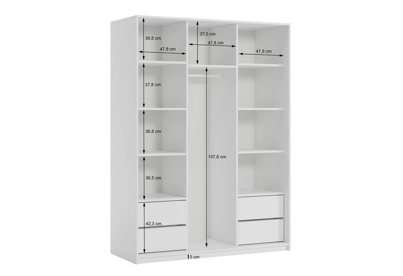 Masseno Schwebetürenschrank ORRA mit Spiegel und Schubladen Braun/Schwarz - Bild 4