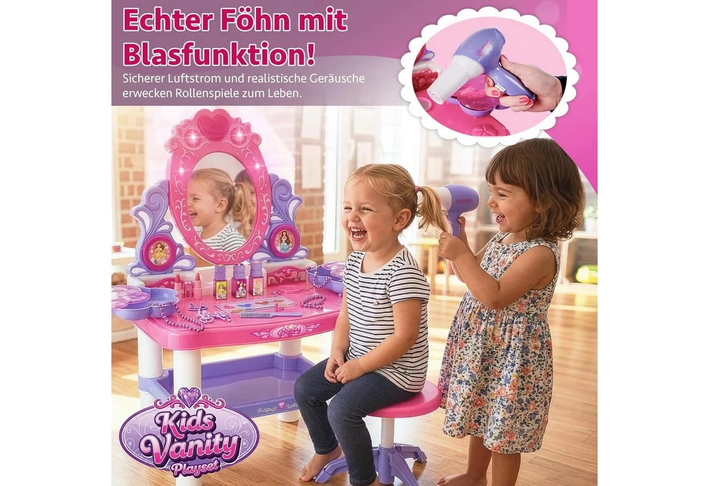 kinderplay Schminktisch mit Licht und Sound Rosa - Bild 3