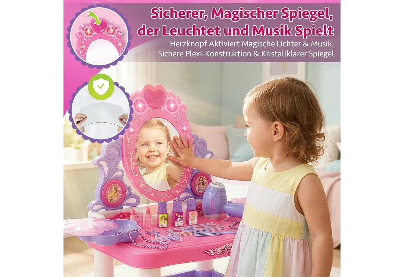 kinderplay Schminktisch mit Licht und Sound Rosa - Bild 4