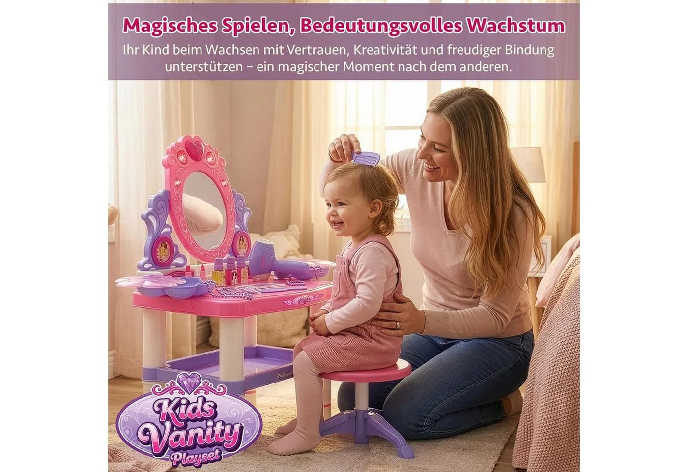 kinderplay Schminktisch mit Licht und Sound Rosa - Bild 5