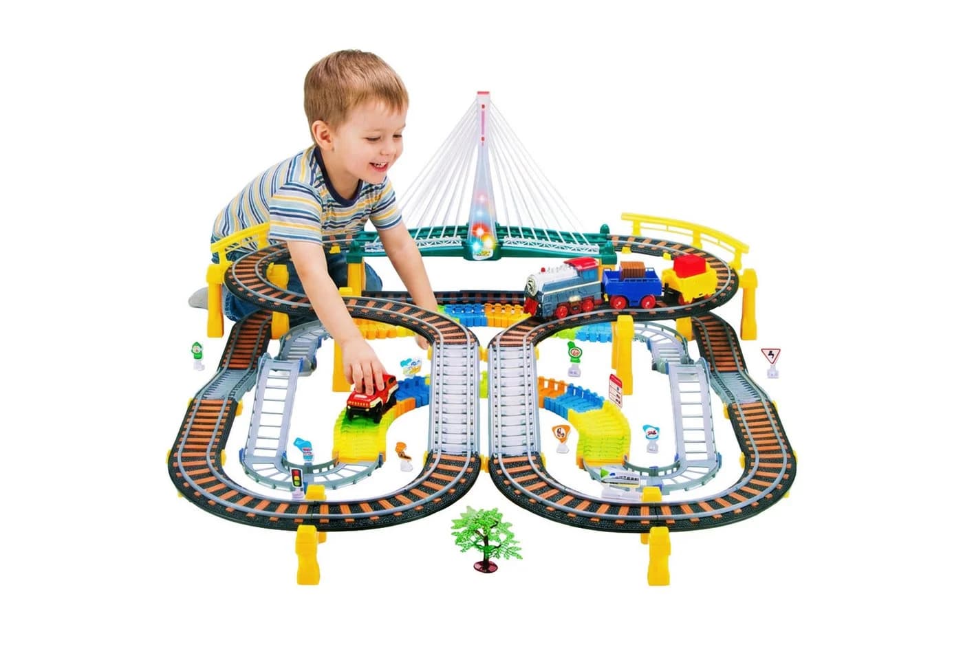kinderplay Spielzeug-Zug Elektrische Eisenbahn mit Rennbahn – 2-in-1 Set - Bild 2