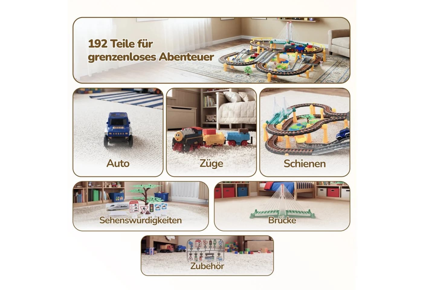 kinderplay Spielzeug-Zug Elektrische Eisenbahn mit Rennbahn – 2-in-1 Set - Bild 3