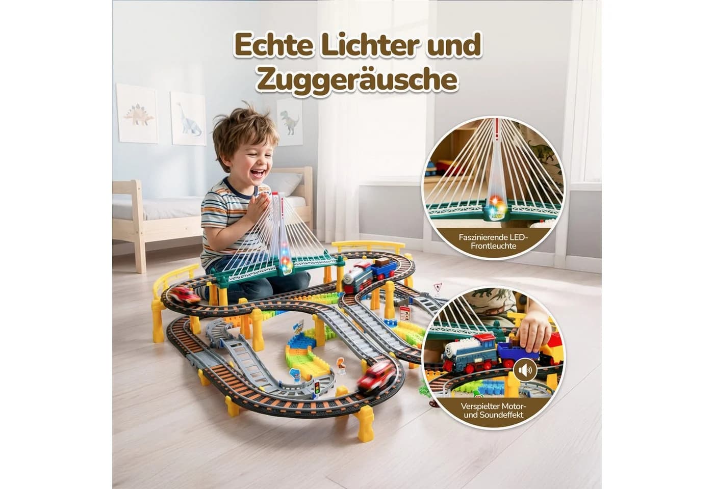 kinderplay Spielzeug-Zug Elektrische Eisenbahn mit Rennbahn – 2-in-1 Set - Bild 4