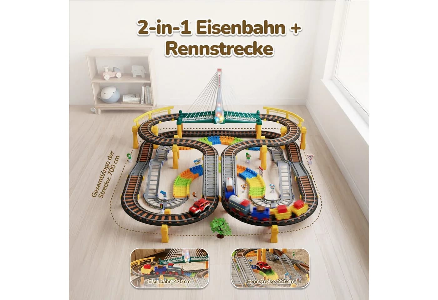 kinderplay Spielzeug-Zug Elektrische Eisenbahn mit Rennbahn – 2-in-1 Set - Bild 5