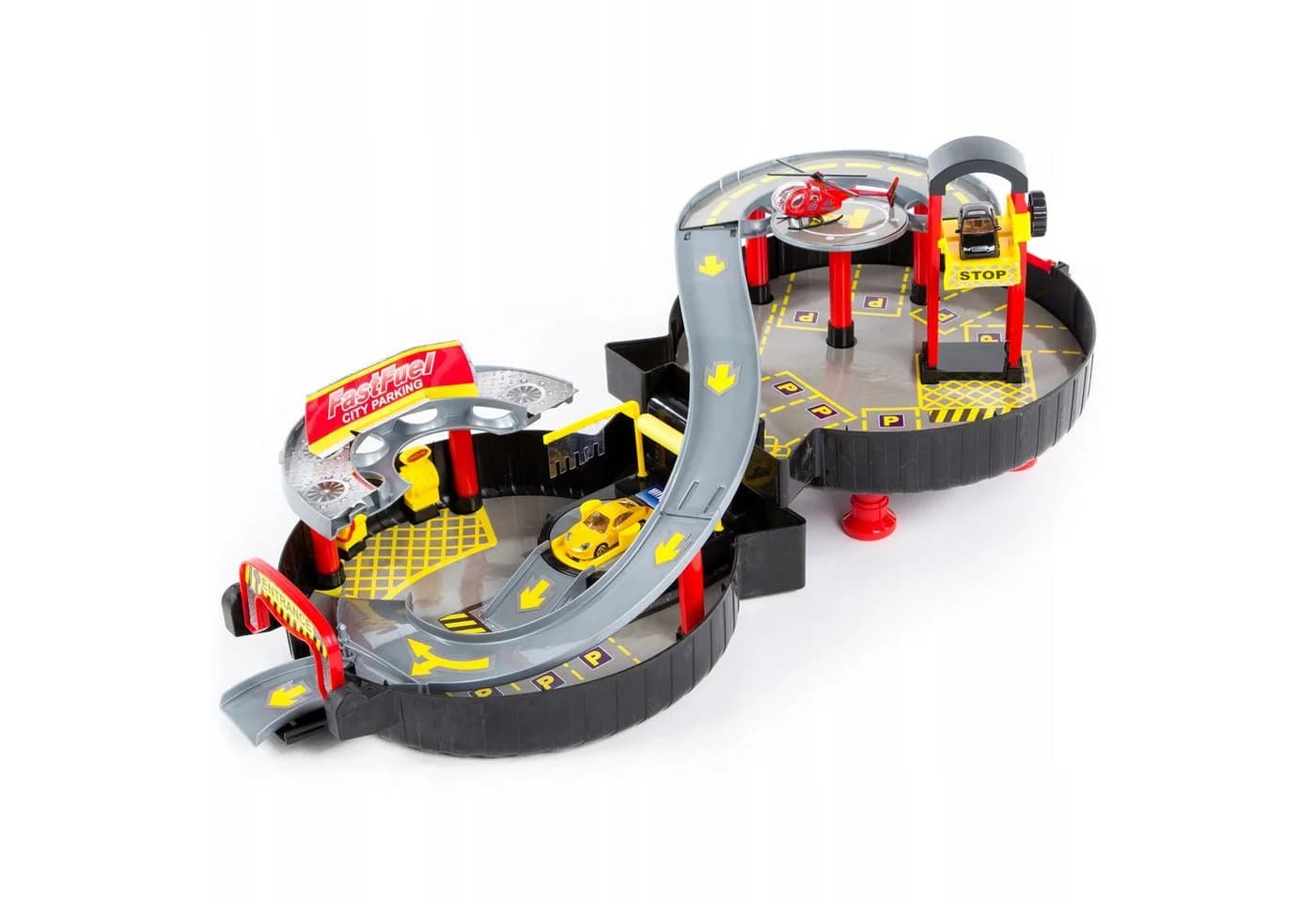 kinderplay Spiel-Parkgarage Parkgarage Spielset – Autos & Helikopter – Kinder 3+ – Klappbar