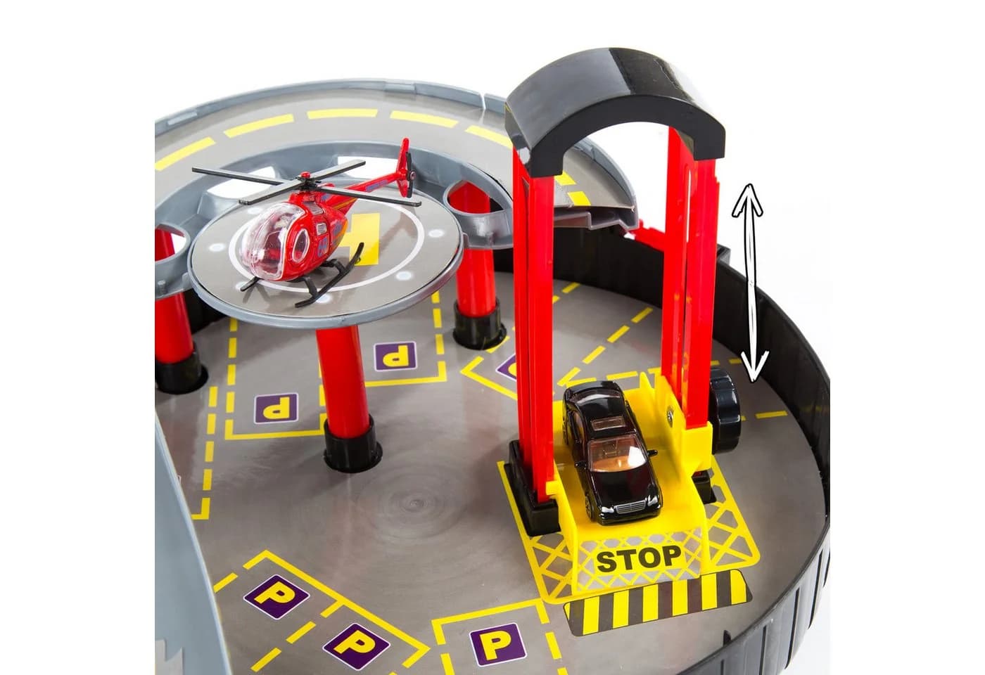 kinderplay Spiel-Parkgarage Parkgarage Spielset – Autos & Helikopter – Kinder 3+ – Klappbar - Bild 4