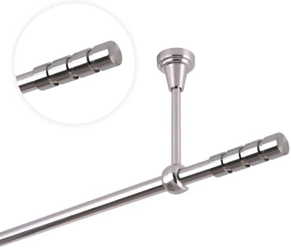 MDEKOR Gardinenstange 16mm Edelstahl Silber 1-läufig Deckenmontage