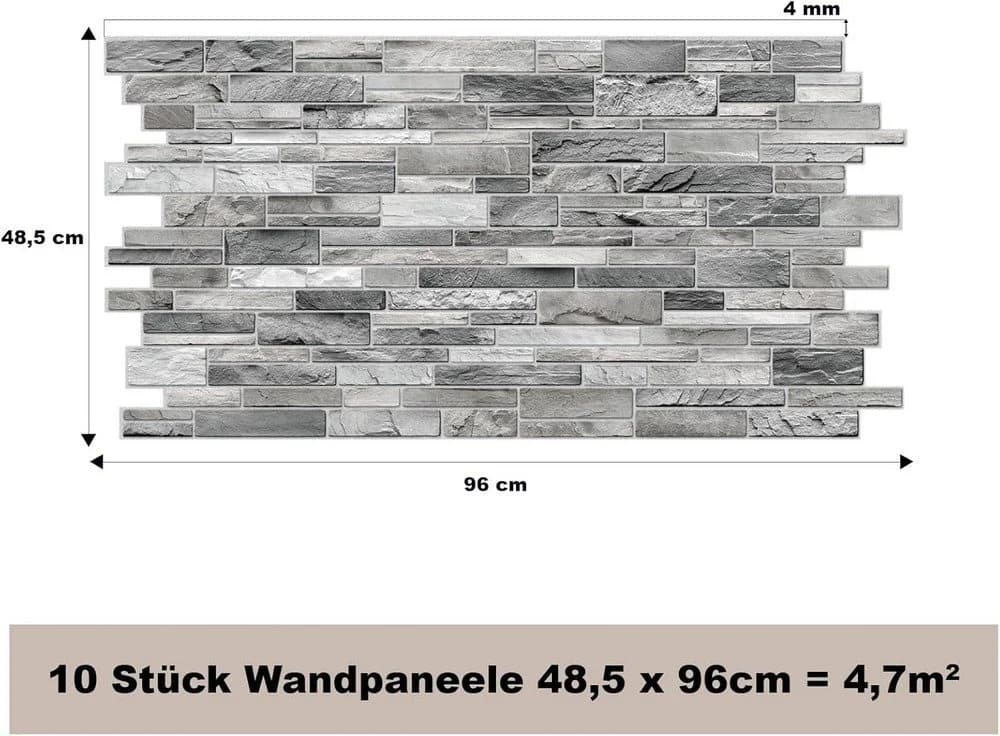 MDEKOR 3D Wandpaneel PVC Wandverkleidung Grau 10-tlg.