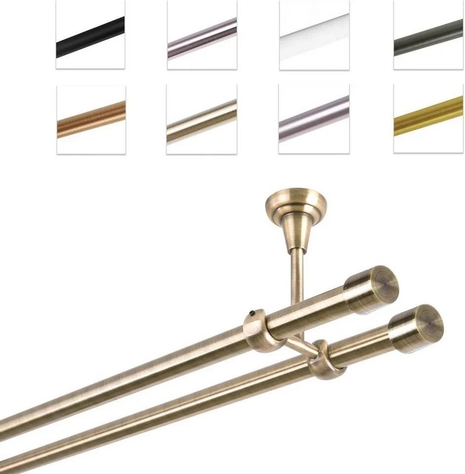 MDEKOR Gardinenstange 2-läufig Antik Gold 120cm - Bild 2