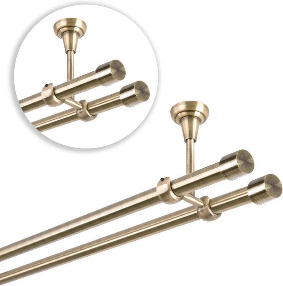 MDEKOR Gardinenstange 2-läufig Antik Gold 120cm - Bild 3