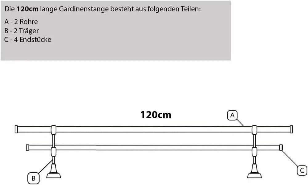MDEKOR Gardinenstange 2-läufig Silber Edelstahloptik kürzbar - Bild 5