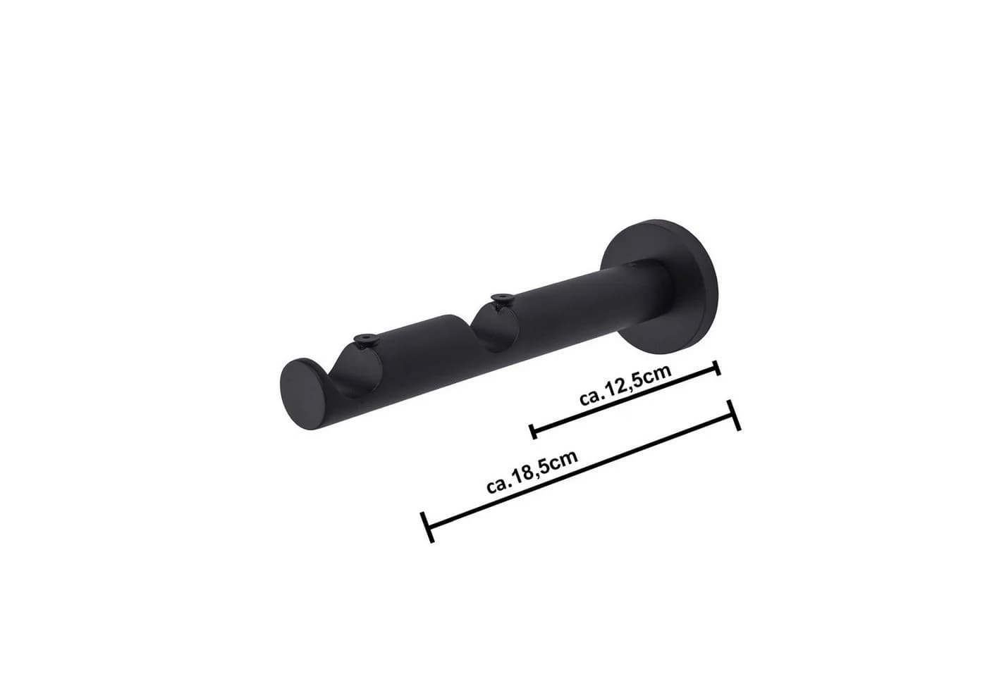 MDEKOR Gardinenstangenhalter 19mm Schwarz Matt 2-läufig Wandträger - Bild 3