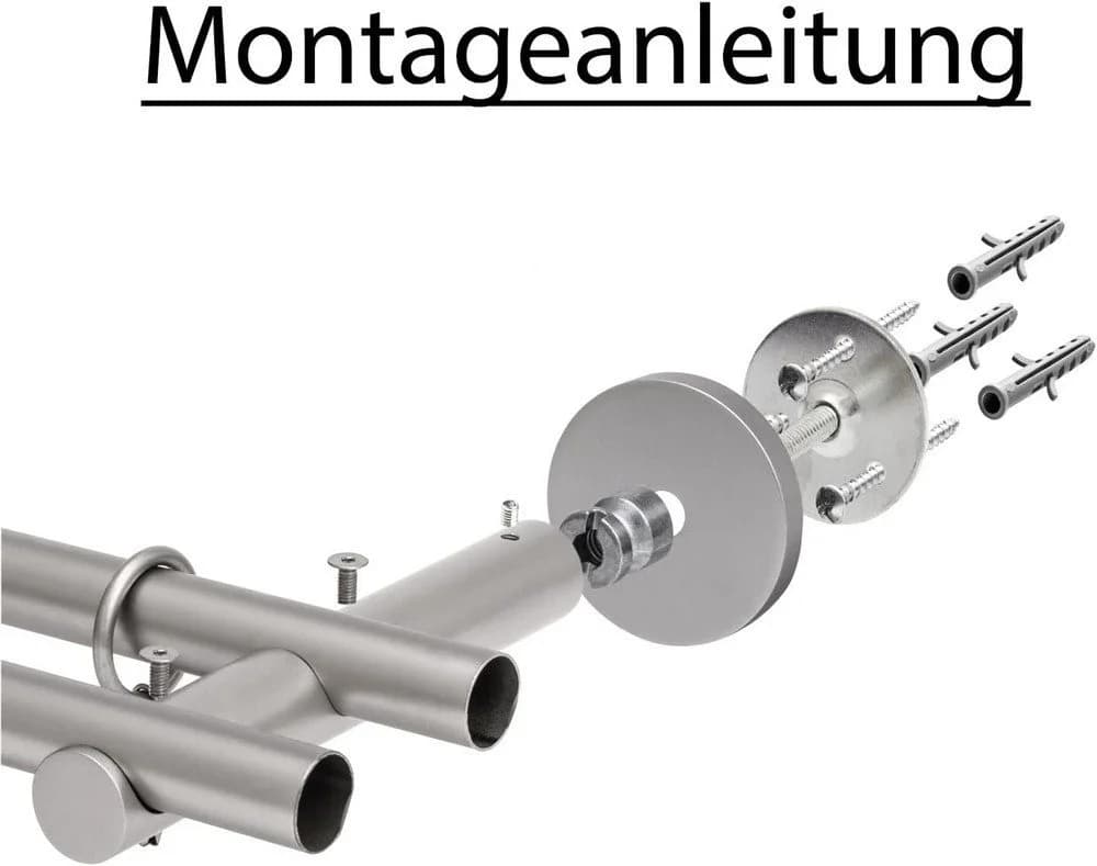 MDEKOR Gardinenstangenhalter 19mm Schwarz Matt 2-läufig Wandträger - Bild 4