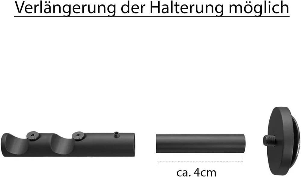 MDEKOR Gardinenstangenhalter 19mm Schwarz Matt 2-läufig Wandträger - Bild 5
