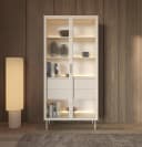 Compleo Glasvitrine 2 Schubladen Zweiturig LED Beleuchtung Kaschmir Bild 1
