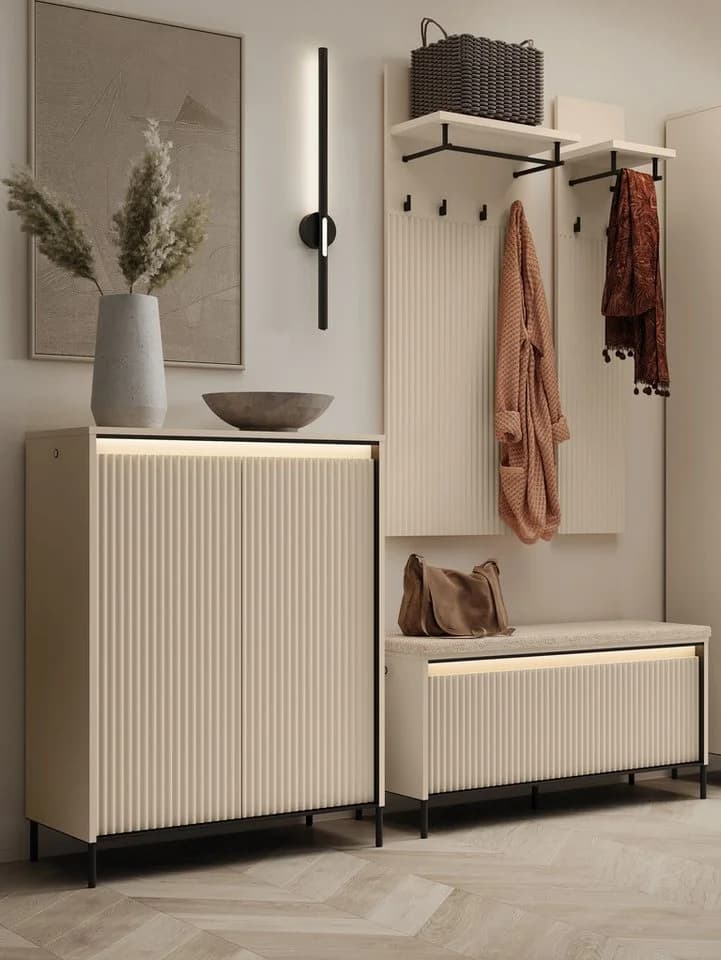 Compleo Garderoben-Set Beige mit LED-Leiste und Sitzbank - Bild 2