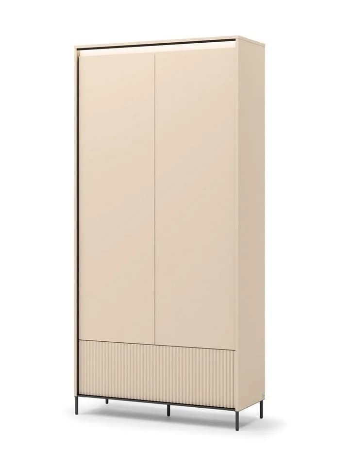Compleo Kleiderschrank 2 Türen Beige Modern mit LED - Bild 2