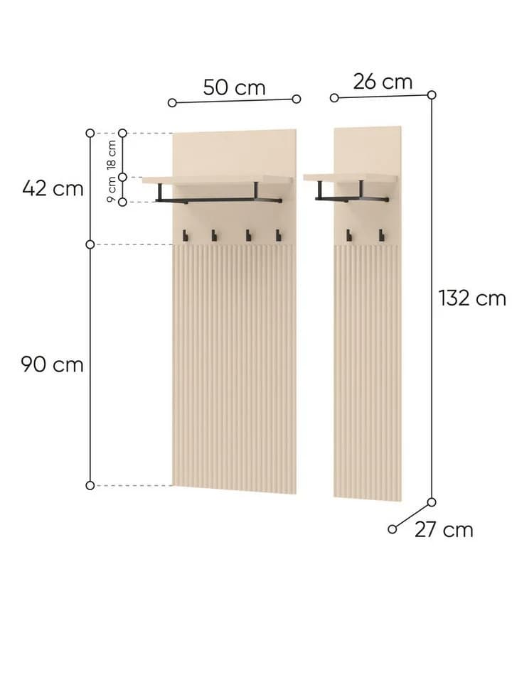 Compleo Kleiderständer FLORE Beige mit Regal und LED - Bild 3