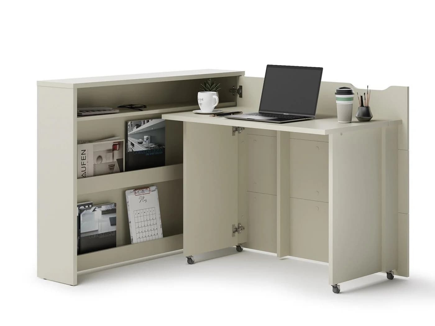 Compleo Schreibtisch WORK CONCEPT Beige Klappbar Mit Rollen - Bild 4